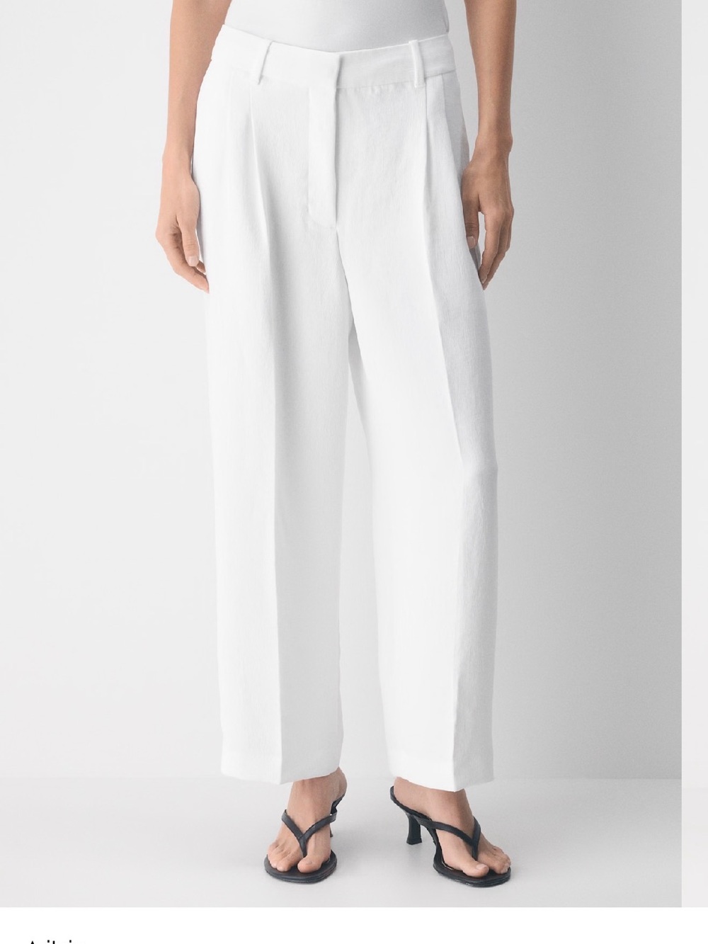Aritzia-Effortless Cropped- White Wide-Leg Trousers
